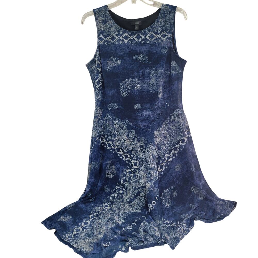Simply Vera Vera Wang Medium Sleeveless Fit & Flare Paisley Dress Blue